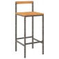 Sgabelli da Bar 2pz Grigi Polyrattan e Legno Massello di Acacia Sgabelli da Bar 2pz Grigi Polyrattan e Legno Massello di Acacia