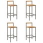 Sgabelli da Bar 4pz Grigi Polyrattan e Legno Massello di Acacia Sgabelli da Bar 4pz Grigi Polyrattan e Legno Massello di Acacia