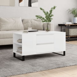 vidaXL Tavolino Salotto Bianco Lucido 102x44,5x50 cm Legno Multistrato