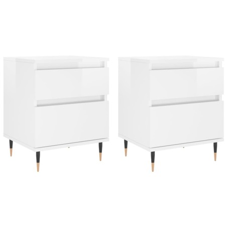 vidaXL Comodini 2pz Bianco Lucido 40x35x50 cm in Legno Multistrato