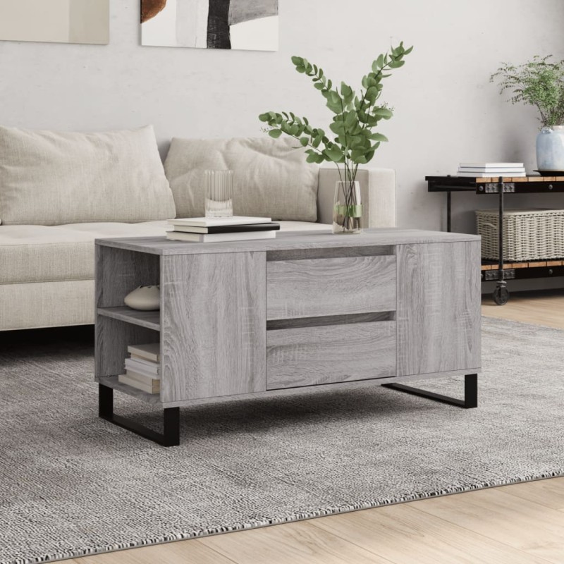 vidaXL Tavolino Salotto Grigio Sonoma 102x44,5x50 cm Legno Multistrato vidaXL Tavolino Salotto Grigio Sonoma 102x44,5x50 cm Legno Multistrato