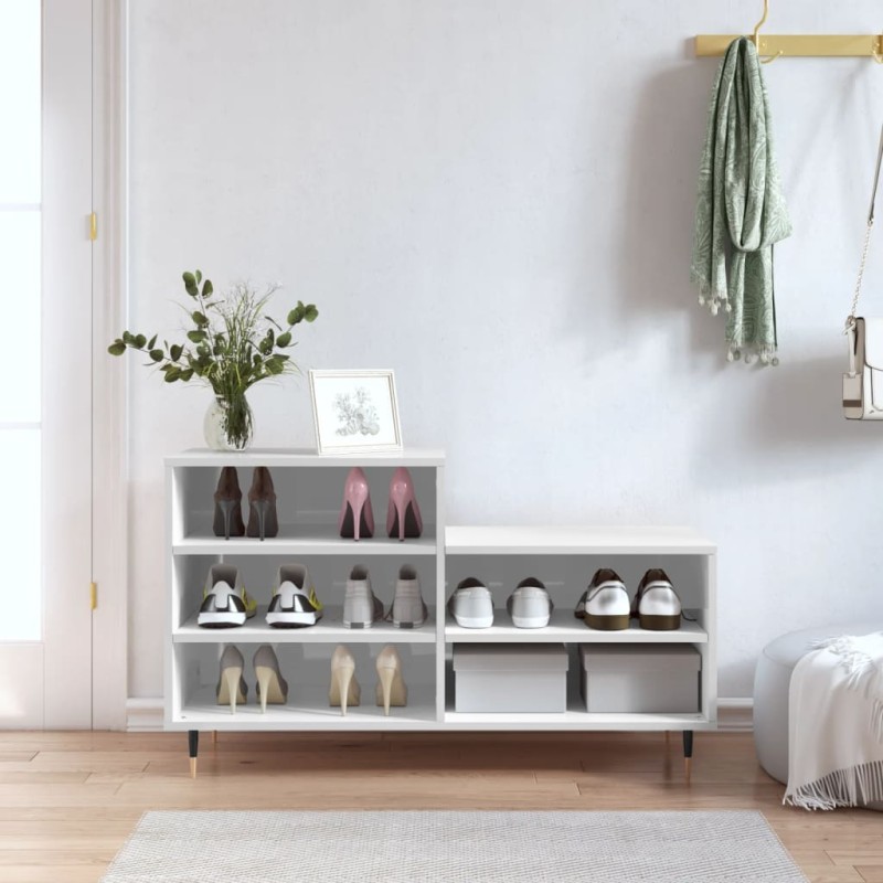 vidaXL Scarpiera Bianco Lucido 102x36x60 cm in Legno Multistrato vidaXL Scarpiera Bianco Lucido 102x36x60 cm in Legno Multistrato