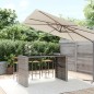 Tavolo da Bar con Piano in Vetro Grigio 185x80x110cm Polyrattan Tavolo da Bar con Piano in Vetro Grigio 185x80x110cm Polyrattan