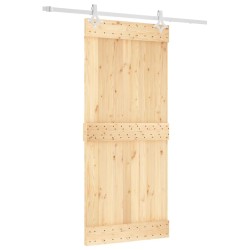 vidaXL Porta Scorrevole con Set Hardware 90x210 cm Legno Massello Pino