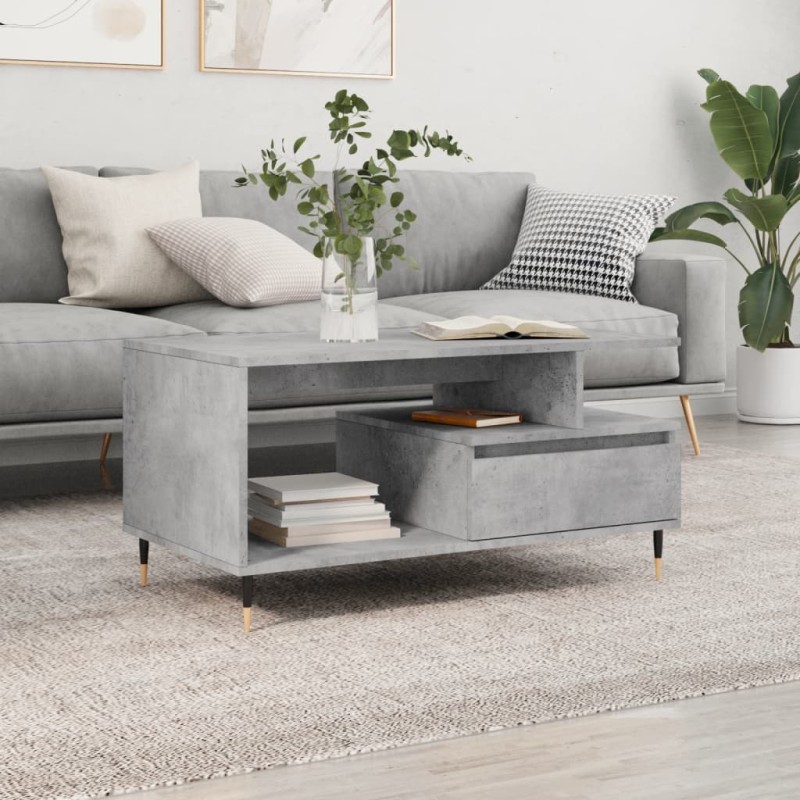 vidaXL Tavolino Salotto Grigio Cemento 90x49x45 cm Legno Multistrato