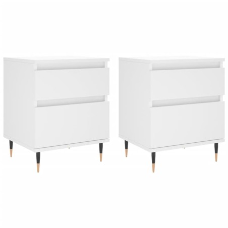 vidaXL Comodini 2pz Bianchi 40x35x50 cm in Legno Multistrato