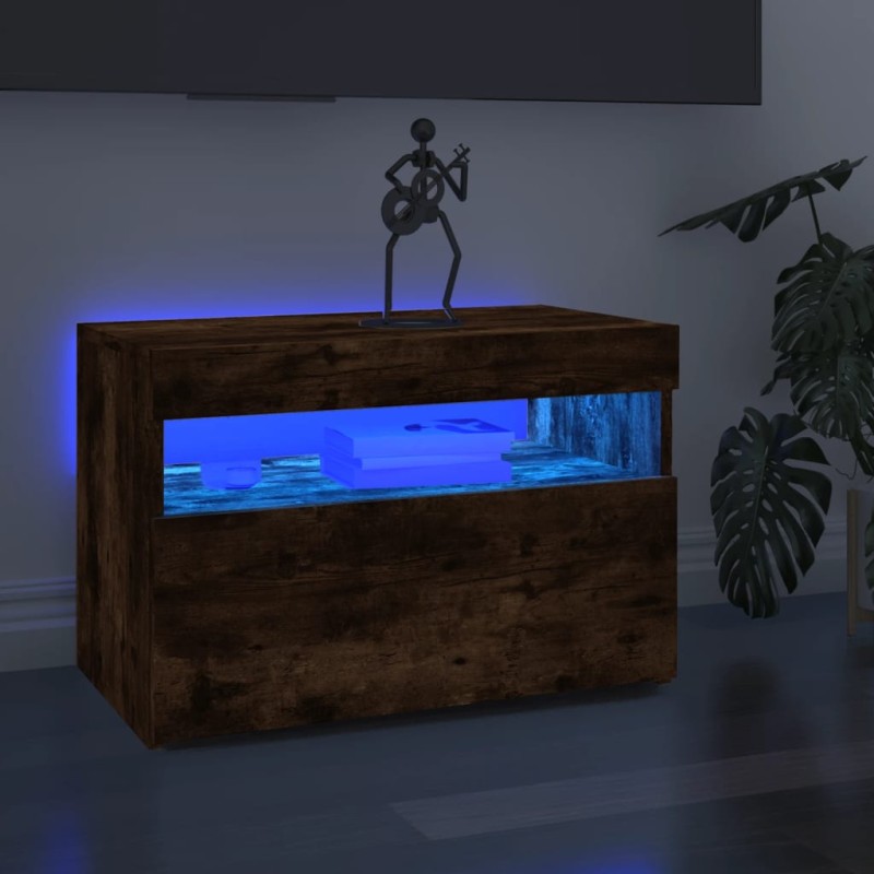 Mobile Porta TV con Luci LED Rovere Fumo 60x35x40 cm Mobile Porta TV con Luci LED Rovere Fumo 60x35x40 cm
