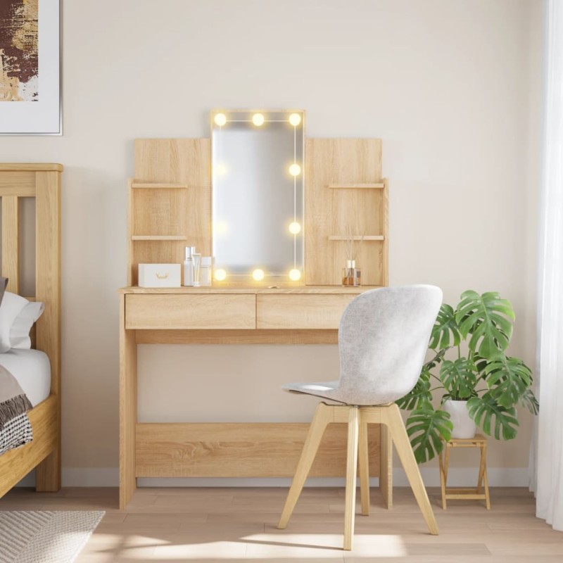 vidaXL Toeletta con Luci LED Rovere Sonoma 96x40x142 cm vidaXL Toeletta con Luci LED Rovere Sonoma 96x40x142 cm