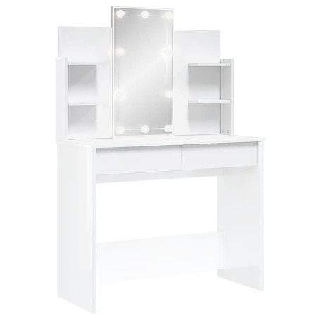 vidaXL Toeletta con Luci LED Bianco Lucido 96x40x142 cm