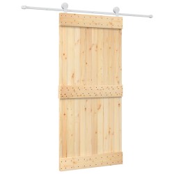 vidaXL Porta Scorrevole con Set Hardware 95x210 cm Legno Massello Pino