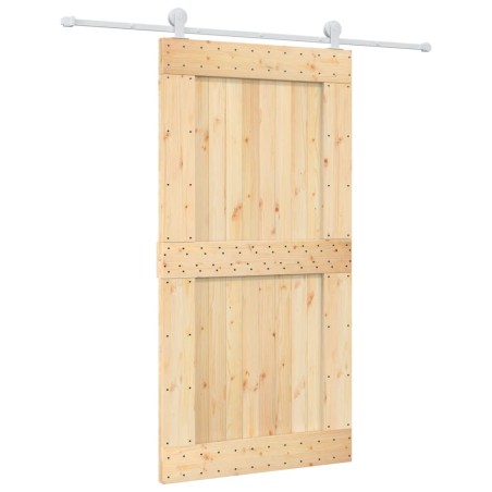 vidaXL Porta Scorrevole con Set Hardware 100x210cm Legno Massello Pino