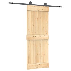 vidaXL Porta Scorrevole con Set Hardware 80x210 cm Legno Massello Pino