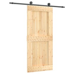 vidaXL Porta Scorrevole con Set Hardware 90x210 cm Legno Massello Pino