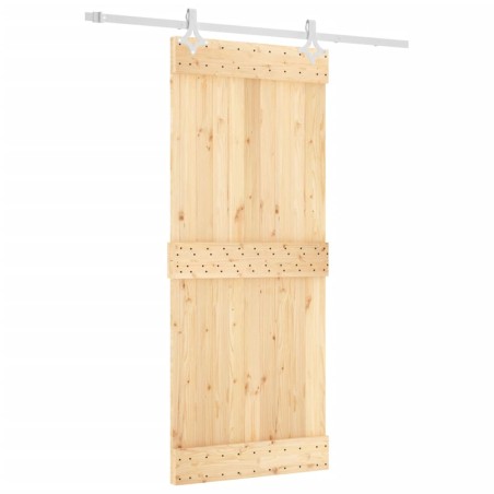vidaXL Porta Scorrevole con Set Hardware 85x210 cm Legno Massello Pino