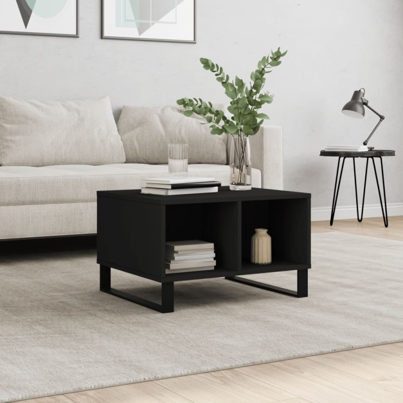 vidaXL Tavolino da Salotto Nero 60x50x36,5 cm in Legno Multistrato