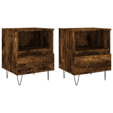 vidaXL Comodini 2pz Rovere Fumo 40x35x50 cm in Legno Multistrato