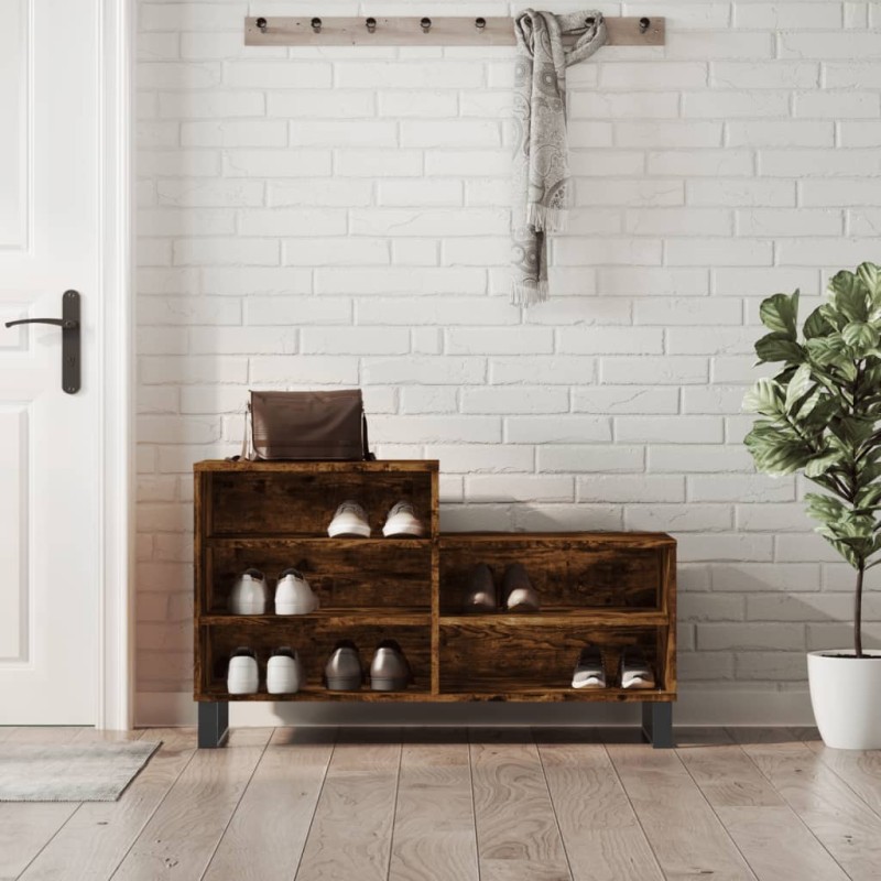vidaXL Scarpiera Rovere Fumo 102x36x60 cm in Legno Multistrato vidaXL Scarpiera Rovere Fumo 102x36x60 cm in Legno Multistrato
