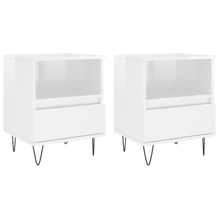 vidaXL Comodini 2pz Bianco Lucido 40x35x50 cm in Legno Multistrato