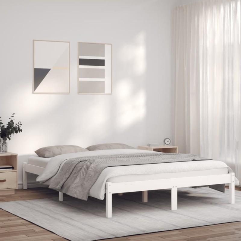 vidaXL Giroletto Bianco 160x200 cm in Legno Massello di Pino vidaXL Giroletto Bianco 160x200 cm in Legno Massello di Pino