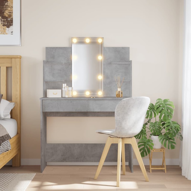 vidaXL Toeletta con Luci LED Grigio Cemento 96x40x142 cm vidaXL Toeletta con Luci LED Grigio Cemento 96x40x142 cm