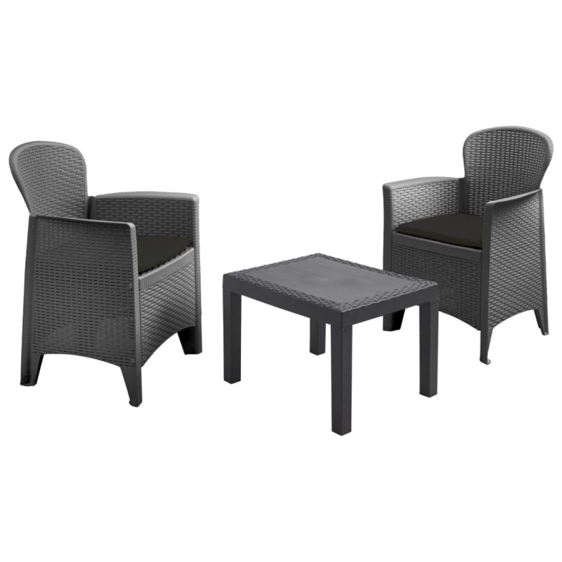 ProGarden Set da Giardino 3 pz con Cuscini Akita Antracite ProGarden Set da Giardino 3 pz con Cuscini Akita Antracite
