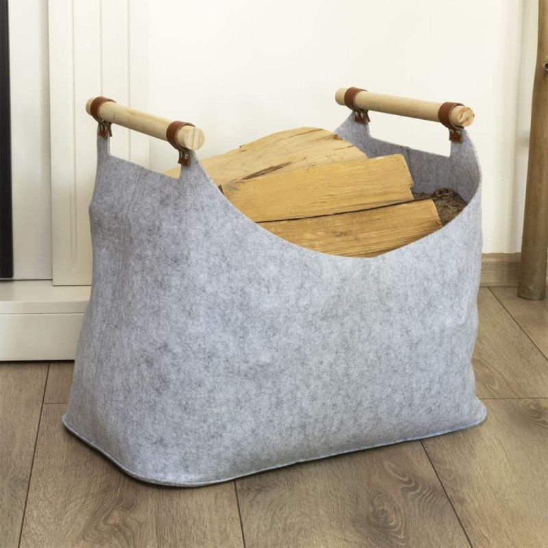 HI Cestino in Feltro con 2 Manici 54x30x40 cm Grigio HI Cestino in Feltro con 2 Manici 54x30x40 cm Grigio