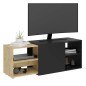 FMD Unità TV 2 Vani Giorno 133,5x39,9x49,2cm Nero e Rovere Artigianale FMD Unità TV 2 Vani Giorno 133,5x39,9x49,2cm Nero e Rovere Artigianale