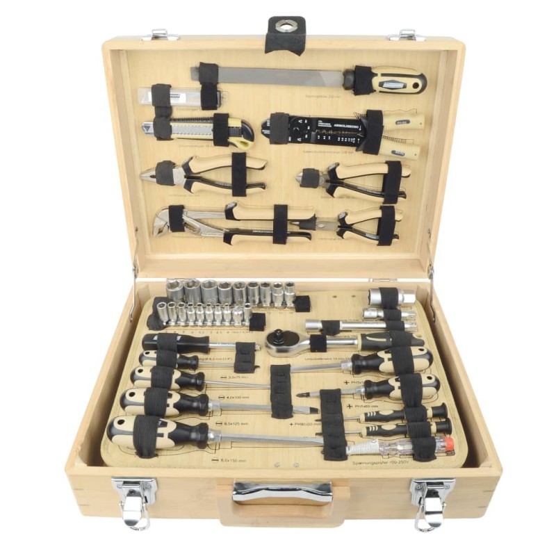 Brüder Mannesmann Set di Attrezzi 108 pz Cassetta in Bambù Brüder Mannesmann Set di Attrezzi 108 pz Cassetta in Bambù