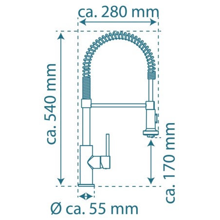 SCHÜTTE Miscelatore Beccuccio Alto Rotondo BOSTON Molla Spirale Cromo