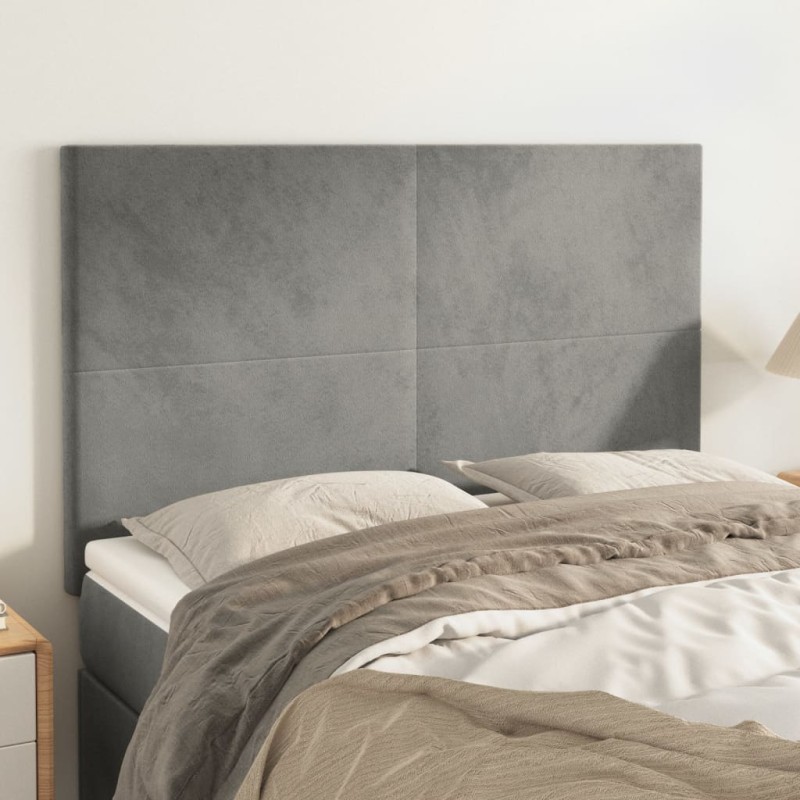 Testiere 4 pz Grigio Chiaro 72x5x78/88 cm in Velluto Testiere 4 pz Grigio Chiaro 72x5x78/88 cm in Velluto
