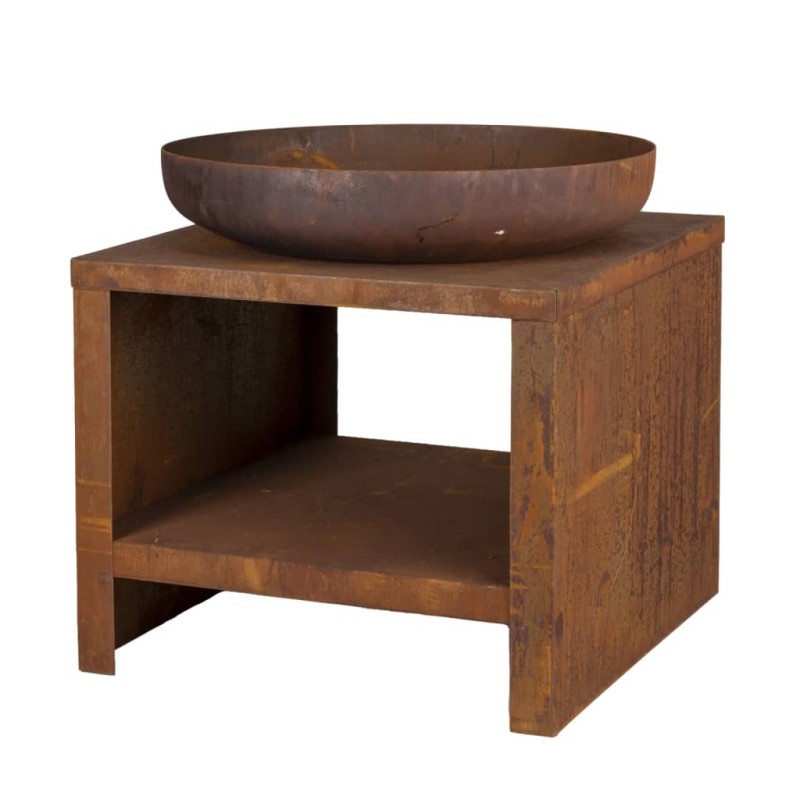 Esschert Design Braciere con Spazio per Deposito Legna 62 cm Ruggine Esschert Design Braciere con Spazio per Deposito Legna 62 cm Ruggine