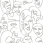 Noordwand Carta da Parati Friends & Coffee Line Art Faces Bianco Noordwand Carta da Parati Friends & Coffee Line Art Faces Bianco