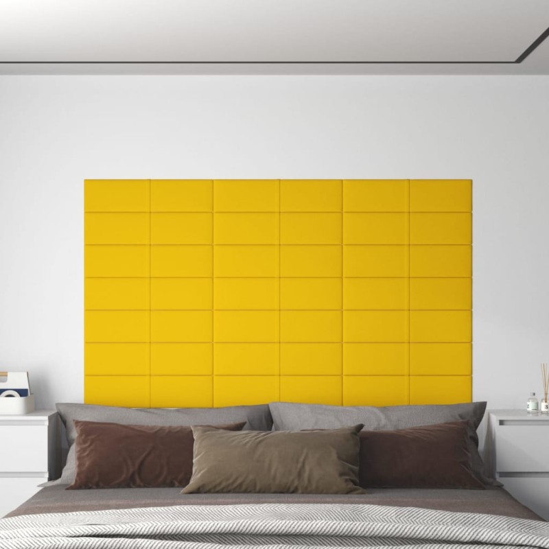 Pannelli Murali 12 pz Gialli 60x15 cm Velluto 1,08 m² Pannelli Murali 12 pz Gialli 60x15 cm Velluto 1,08 m²