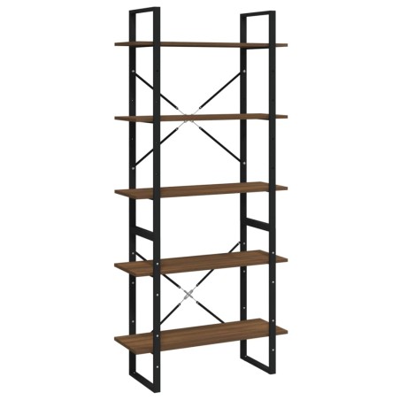 Libreria 5 Ripiani Rovere Marrone 80x30x175cm Legno Multistrato
