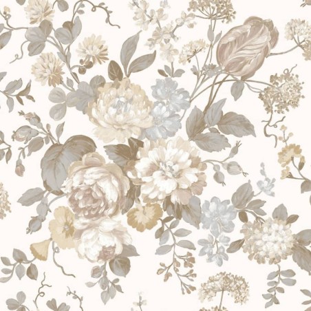 Noordwand Carta da Parati Blooming Garden 6 Big Flowers Beige e Blu