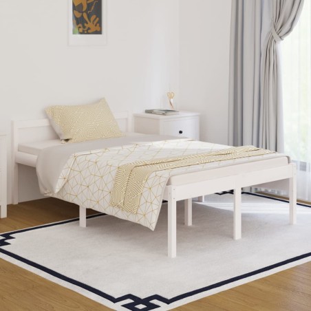 vidaXL Giroletto Bianco in Legno Massello 120x190 cm Small Double