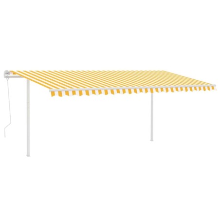 vidaXL Tenda da Sole Retrattile Automatica Pali 5x3 m Gialla Bianca