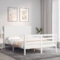 vidaXL Giroletto con Testiera Bianco Small Double Legno Massello vidaXL Giroletto con Testiera Bianco Small Double Legno Massello