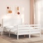 vidaXL Giroletto con Testiera Bianco Small Double Legno Massello vidaXL Giroletto con Testiera Bianco Small Double Legno Massello