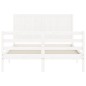 vidaXL Giroletto con Testiera Bianco Small Double Legno Massello vidaXL Giroletto con Testiera Bianco Small Double Legno Massello