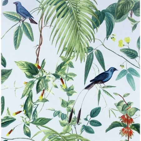 DUTCH WALLCOVERINGS Carta Parati Exotic Garden Blu e Verde