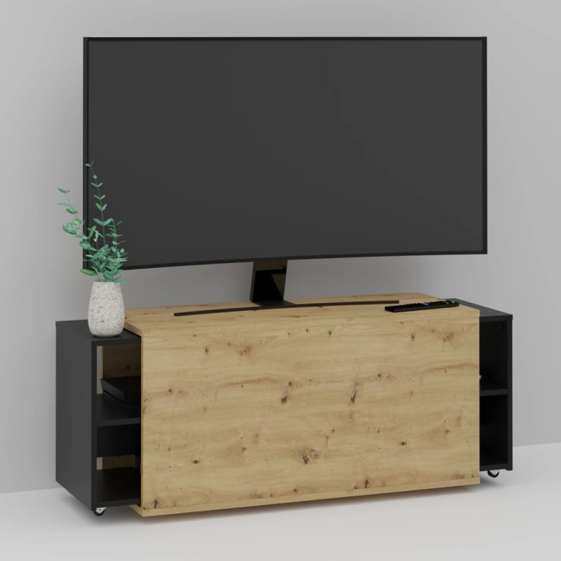 FMD Mobile Unità TV 194,5x39,9x49,2 cm Rovere Artigianale e Nero FMD Mobile Unità TV 194,5x39,9x49,2 cm Rovere Artigianale e Nero