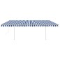 vidaXL Tenda da Sole Retrattile Automatica e Pali 5x3 m Blu e Bianca