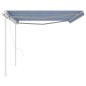 vidaXL Tenda da Sole Retrattile Automatica e Pali 5x3 m Blu e Bianca