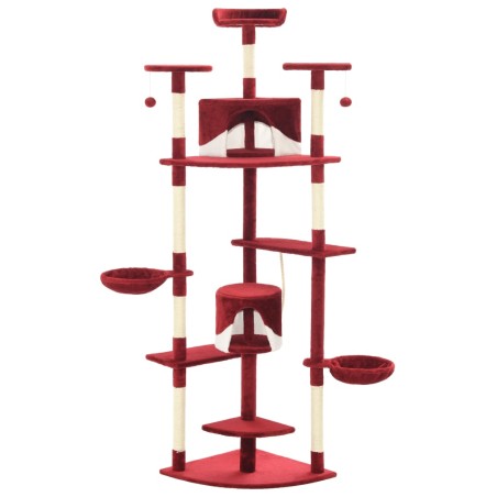 vidaXL Albero per Gatti e Tiragraffi in Sisal 203 cm Rosso e Bianco