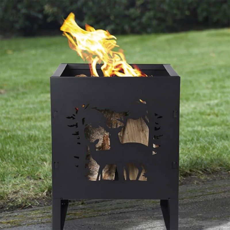 Esschert Design Braciere Quadrato con Fantasia Cervo Esschert Design Braciere Quadrato con Fantasia Cervo