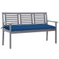 vidaXL Panca da Giardino 3 Posti con Cuscino 150cm Grigia in Eucalipto vidaXL Panca da Giardino 3 Posti con Cuscino 150cm Grigia in Eucalipto