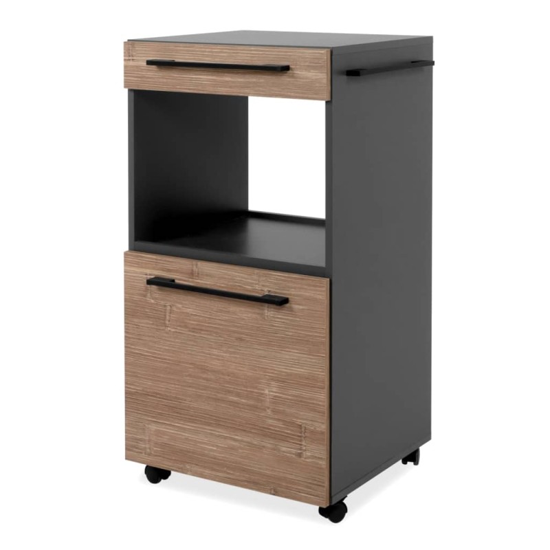 Finori Credenza con Rotelle Palma 35A Grigio Antracite e Bambù Finori Credenza con Rotelle Palma 35A Grigio Antracite e Bambù