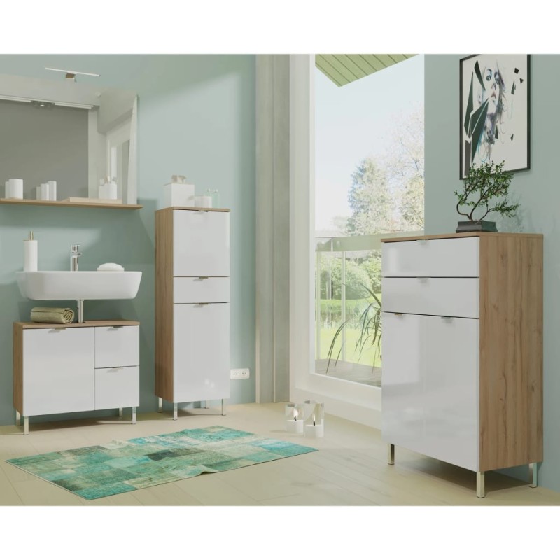 Germania Mobile Sottolavabo GW-Mauresa 60x34x56 cm Bianco e Rovere Germania Mobile Sottolavabo GW-Mauresa 60x34x56 cm Bianco e Rovere