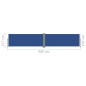 Tenda da Sole Laterale Retrattile Blu 117x600 cm Tenda da Sole Laterale Retrattile Blu 117x600 cm
